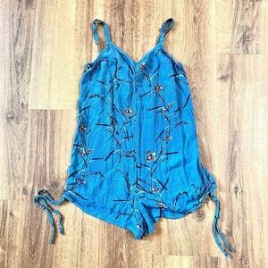O'Neill Blue & Multicolor Floral Sleeveless Romper Sz L